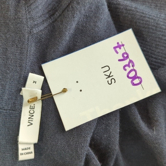 Vince Wool Knit Cardigan Blue M minimalist contemporary Business casual fall - Picture 6 of 8